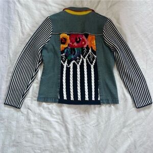 Berek Knit / Crochet Panel Denim Jean Hybrid Jacket size L